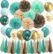 🌿 mint green party decorations: a stunning experience with mint to be bridal baby shower party supplies, green gold balloons, and tissue paper flowers логотип