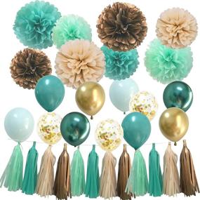 img 1 attached to 🌿 Mint Green Party Decorations: A Stunning Experience with Mint to be Bridal Baby Shower Party Supplies, Green Gold Balloons, and Tissue Paper Flowers