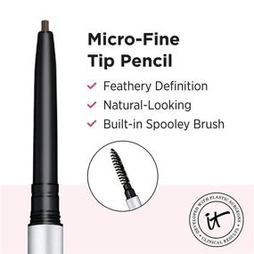 img 1 attached to 🌱 IT Cosmetics Brow Power Micro: Universal Taupe Eyebrow Pencil - Mimics Real Hair - Budge-Proof Formula - Built-in Spoolie - 0.017 oz