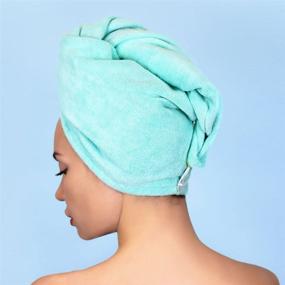 img 1 attached to Sleek'e Microfiber Hair Wrap - Ultra Absorbent and Soft, Spa-Quality, Anti-Frizz Turban Twist Hair Towel, Reduces Drying Time (50% Faster) for Healthier Hair - Mint