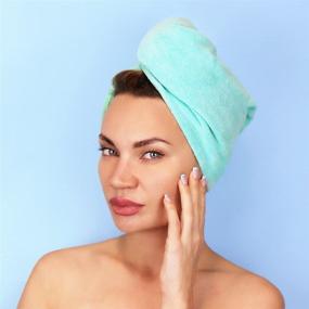 img 3 attached to Sleek'e Microfiber Hair Wrap - Ultra Absorbent and Soft, Spa-Quality, Anti-Frizz Turban Twist Hair Towel, Reduces Drying Time (50% Faster) for Healthier Hair - Mint