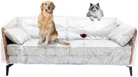 img 4 attached to 🛋️ Durable Houseables Couch Covers for Dogs and Cats – Scratch Deterrent, Waterproof Shield, Furniture Protectors, 96"W x 42"H x 40"D, 1 Pack, Clear Vinyl, Sofa Protector, Plastic Slipcovers, Pet-Friendly, Ideal for Moving and Preventing Cat and Dog Pee