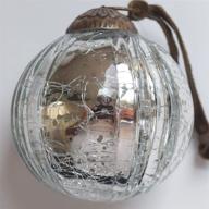 🎄 silver mercury glass ornaments: 4-piece set (3.15" grooved crackle ball) for christmas tree & home decor logo