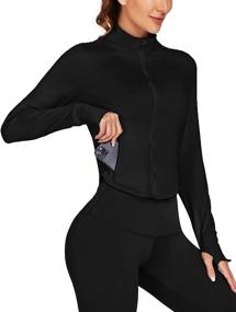 img 4 attached to 🧘 COOrun Women's Full Zip Yoga Track Jacket with Thumb Hole - Slim Fit Sportwear (S-XXL)