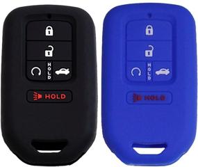 img 2 attached to 🔑 Keyless4U 2-Pack Silicone Key Fob Full Case Cover Protectors for Honda Accord Civic CR-V Pilot - 5 Buttons Remote Skin Keyless Jackets (Black Blue) - Fits 2015-2018 Models