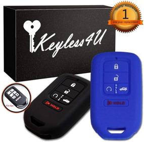 img 4 attached to 🔑 Keyless4U 2-Pack Silicone Key Fob Full Case Cover Protectors for Honda Accord Civic CR-V Pilot - 5 Buttons Remote Skin Keyless Jackets (Black Blue) - Fits 2015-2018 Models