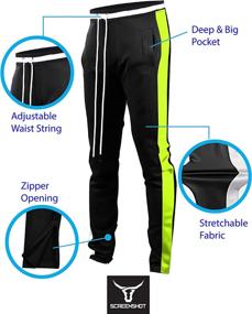 img 2 attached to Premium Slim Fit Track Pants for Men - Hip Hop Athletic Jogger Bottoms with Side Taping by Screenshotbrand