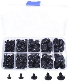 img 1 attached to 🐻 1 коробка с 125 штуками - овальная форма черного пластикового безопасного носика для мишки-плюшевого, марионетки и рукоделия от BESTCYC.