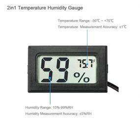 img 2 attached to 🌡️ 2-Pack Veanic Mini Digital Hygrometer Thermometer Gauge with Probe, LCD Display for Temperature Fahrenheit and Humidity Meter, Ideal for Incubator, Reptile Plant Terrarium, Humidor, Guitar Case, Greenhouse