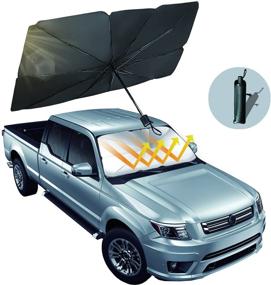 img 4 attached to Foldable Car Umbrella Sunshade Cover – Protect Vehicle from UV Sun and Heat, 57'' x 31'' – Fits Most Vehicles