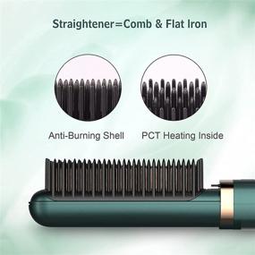 img 2 attached to 🟢 DESIPESI Ionic Hair Straightener Brush: Dry & Wet Straightening with Quick Heat, 5 Levels, Frizz-Free Silky Hair, Anti-Scald & Auto-Off. (Green)