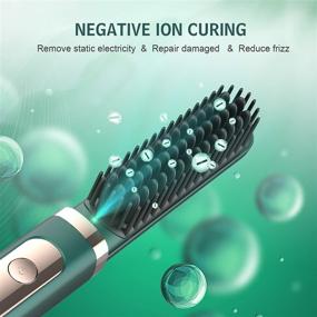 img 3 attached to 🟢 DESIPESI Ionic Hair Straightener Brush: Dry & Wet Straightening with Quick Heat, 5 Levels, Frizz-Free Silky Hair, Anti-Scald & Auto-Off. (Green)