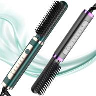 🟢 desipesi ionic hair straightener brush: dry & wet straightening with quick heat, 5 levels, frizz-free silky hair, anti-scald & auto-off. (green) logo