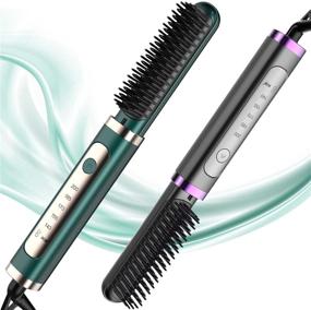 img 4 attached to 🟢 DESIPESI Ionic Hair Straightener Brush: Dry & Wet Straightening with Quick Heat, 5 Levels, Frizz-Free Silky Hair, Anti-Scald & Auto-Off. (Green)