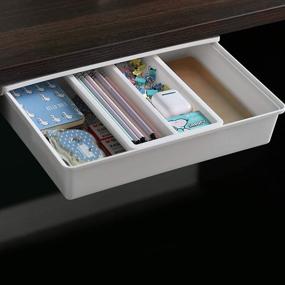 img 3 attached to 🗄️ Efficient Under Desk Storage Solution: Honlibey Self-Adhesive Under Desk Drawer Tray – Large Size