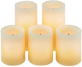 img 4 attached to Set of 5 Candle Impressions Ombre Design Pillar Flameless Candles - Real Wax, Auto Timer Feature - Buttercream