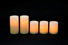 img 1 attached to Set of 5 Candle Impressions Ombre Design Pillar Flameless Candles - Real Wax, Auto Timer Feature - Buttercream