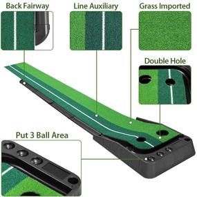 img 3 attached to VAV Golf Putting Green with Ball Return: Portable Mat for Backyard Practice, 🏌️ Alignment Training Aid for Home & Office Use - 118 in x 11.8 in