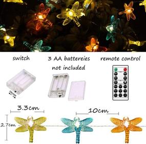 img 3 attached to Vibrant Dragonfly LED String Lights: Battery Operated, 8 Modes, Remote Control - Perfect for Weddings, Parties, Festivals - Indoor and Outdoor Décor