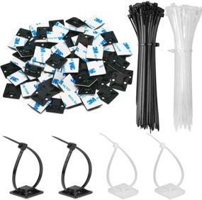 img 4 attached to 140 Pack Self Adhesive Cable Tie Mounts with Multipurpose Tie Wire Clips and Screw Holes - Anchor Stick-On Wire Holders in White and Black