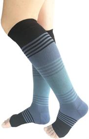 img 3 attached to 🧦 3 Pairs of Graduated Compression Socks Sleeve, 20-25mmHg, Open Toe Design for Better Comfort