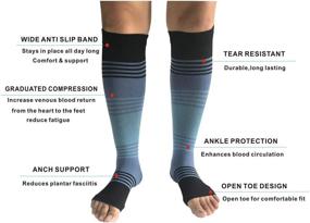 img 1 attached to 🧦 3 Pairs of Graduated Compression Socks Sleeve, 20-25mmHg, Open Toe Design for Better Comfort