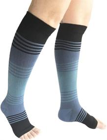 img 2 attached to 🧦 3 Pairs of Graduated Compression Socks Sleeve, 20-25mmHg, Open Toe Design for Better Comfort