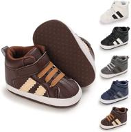 bibegoi infant baby high top sneakers: soft anti-slip pu leather moccasins for first walking logo