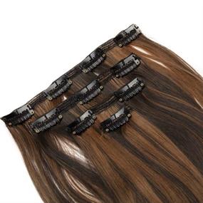 img 1 attached to 💇 7Pcs 16 Clips 23-24 Inch Thick Curly Straight Full Head Clip in Hair Extensions with Double Weft