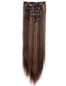 img 2 attached to 💇 7Pcs 16 Clips 23-24 Inch Thick Curly Straight Full Head Clip in Hair Extensions with Double Weft