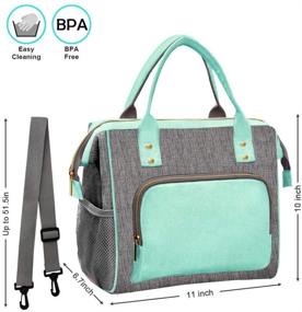 img 3 attached to 👜 Insulated Lunch Bag for Women - Adjustable Strap Lunch Cooler Tote, Leak Proof and Stylish for Work, School, Picnic, Fishing - Teal Green Lunch Tote Bag