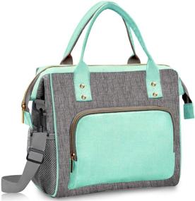 img 4 attached to 👜 Insulated Lunch Bag for Women - Adjustable Strap Lunch Cooler Tote, Leak Proof and Stylish for Work, School, Picnic, Fishing - Teal Green Lunch Tote Bag