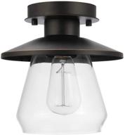🌍 globe electric 64846 nate light semi-flush mount: stylish oil rubbed bronze with clear glass shade, 8-inch elegance логотип