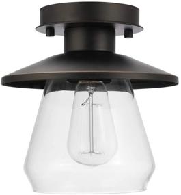 img 4 attached to 🌍 Globe Electric 64846 Nate Light Semi-Flush Mount: Stylish Oil Rubbed Bronze with Clear Glass Shade, 8-Inch Elegance