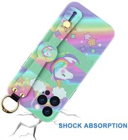 img 2 attached to 🦄 KANGHAR Unicorn iPhone 12 Pro Max Case 2020 (6.7 inch) - Cute & Colorful Pattern, Wristband, Shockproof, Soft TPU, Kickstand, Anti-Dropping Stand, Strap, Full Body Protection for Girls & Women