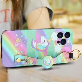 img 3 attached to 🦄 KANGHAR Unicorn iPhone 12 Pro Max Case 2020 (6.7 inch) - Cute & Colorful Pattern, Wristband, Shockproof, Soft TPU, Kickstand, Anti-Dropping Stand, Strap, Full Body Protection for Girls & Women