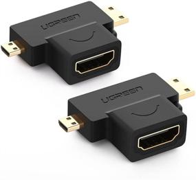 img 4 attached to 🔌 UGREEN 2-Pack 2 in 1 Mini HDMI and Micro HDMI Male to HDMI Female Adapter for 1080P Support | Compatible with GoPro Hero 7 Black, Hero 5, 4, 6 | Nexus 10 Tablet, Camera, Camcorder, DSLR, Video Card, and More!