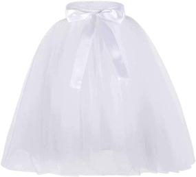 img 4 attached to 👗 Zcaynger Fluffy Ribbon Girls' Clothing: 4 Layer Dancing Skirts & Skorts