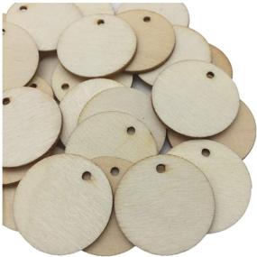 img 1 attached to Pack of 100 Blank Wood Circle Pendants - 25mm/1 Inch Round Wooden Disks with Hole for Favor Tags, Pendant Embellishments