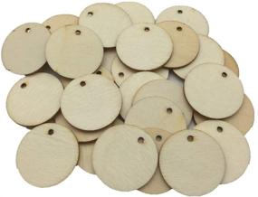img 2 attached to Pack of 100 Blank Wood Circle Pendants - 25mm/1 Inch Round Wooden Disks with Hole for Favor Tags, Pendant Embellishments