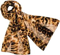 exquisite collection: animal print long silky satin 🧣 chiffon neck scarves - unveiling a variety of stunning styles! logo