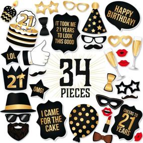 img 3 attached to 🎉 Gold 21st Birthday Party Photo Booth Props by PartyGraphix - Capture Memorable Pictures at your Celebration Selfie Station (34 Pieces)