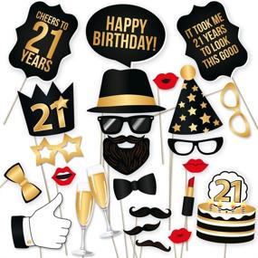 img 4 attached to 🎉 Gold 21st Birthday Party Photo Booth Props by PartyGraphix - Capture Memorable Pictures at your Celebration Selfie Station (34 Pieces)