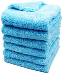 img 4 attached to 🚗 Kingsheep 6Pack Car Microfiber Towel: Thick Buffing Microfiber Cleaning Cloth for Auto | 16"x16" Plush Polishing and Drying Towels | 450gsm Detailing Cloths