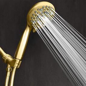 img 3 attached to 🚿 ShowerMaxx Elite Series: 6 Spray Settings 5 inch Hand Held Shower Head with Extra Long Stainless Steel Hose - MAXX-imize Your Shower in Polished Brass/Gold Finish