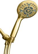 🚿 showermaxx elite series: 6 spray settings 5 inch hand held shower head with extra long stainless steel hose - maxx-imize your shower in polished brass/gold finish logo