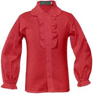 👚 stylish girls school uniform blouse: puff sleeve button-down with delicate ruffle trim logo