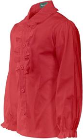 img 2 attached to 👚 Stylish Girls School Uniform Blouse: Puff Sleeve Button-Down with Delicate Ruffle Trim