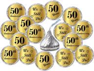🍫 gold foil 50th anniversary kisses stickers - set of 216 chocolate drops labels for 50th wedding anniversary, hershey's kisses party favors decor logo