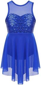 img 4 attached to 💃 Sparkling Sequins Chiffon Ballet Dance Dress: Glamorous Gymnastic Leotard for Girls